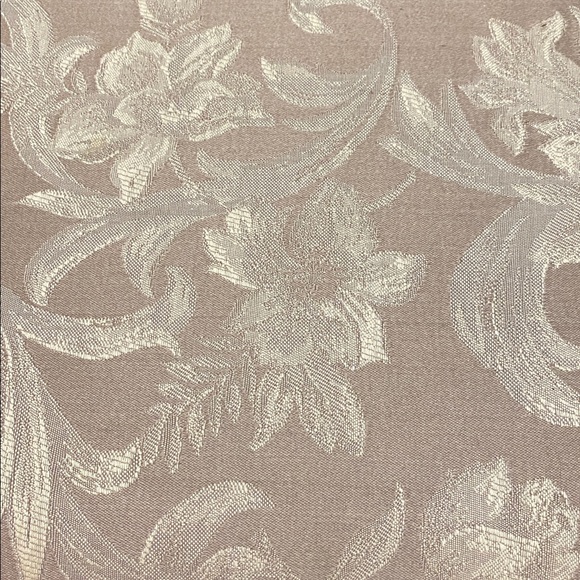 Upholstered Floral Accent foot stool in Tan with Gold/Copper colored Legs - Picture 7 of 16